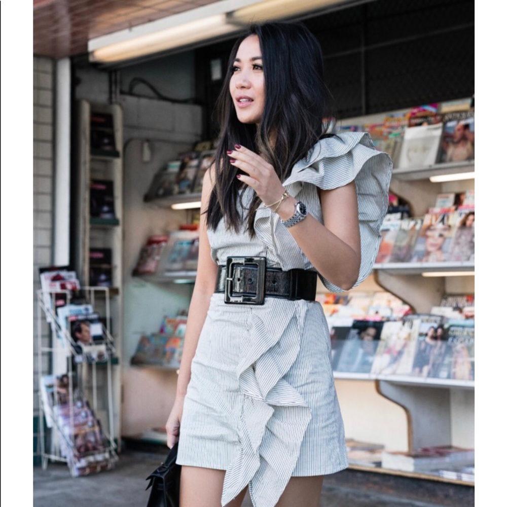 Who What Wear striped ruffle dress